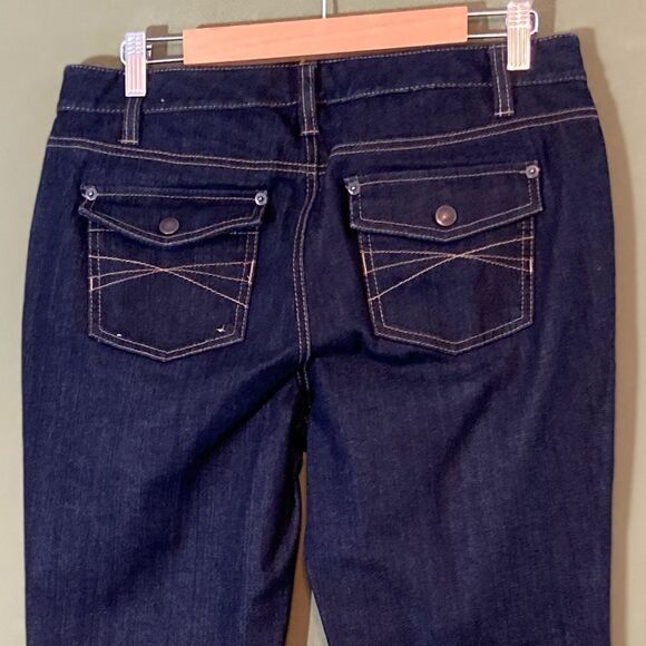 Ann Taylor Loft NWOT Curvy boot dark wash denim jeans 10L - Picture 4 of 7
